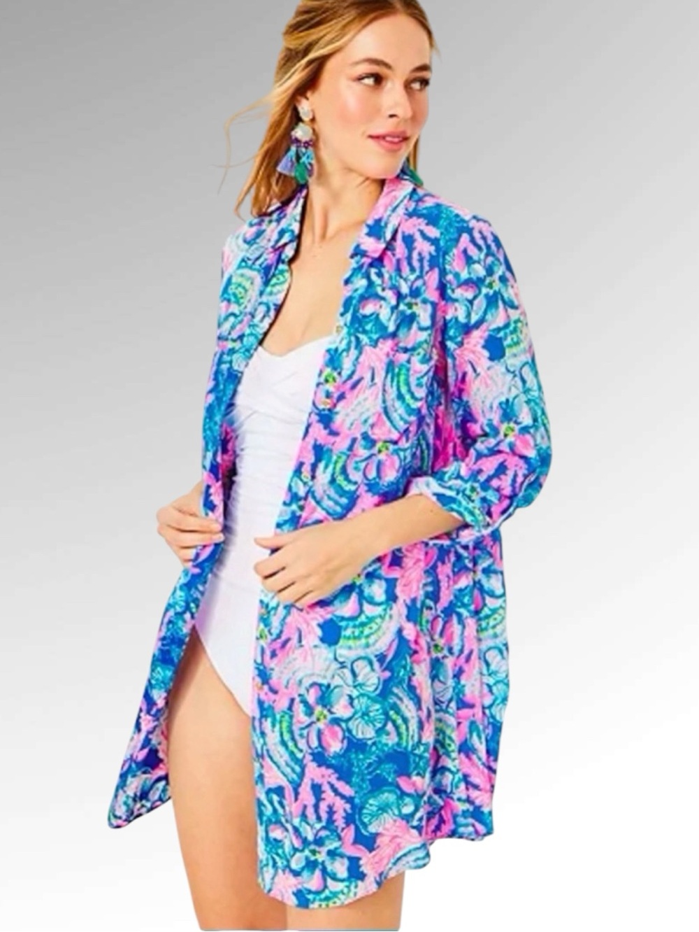 Lilly Pulitzer Natalie
Shirtdress Cover-Up Blue Tang Sitting Seaside